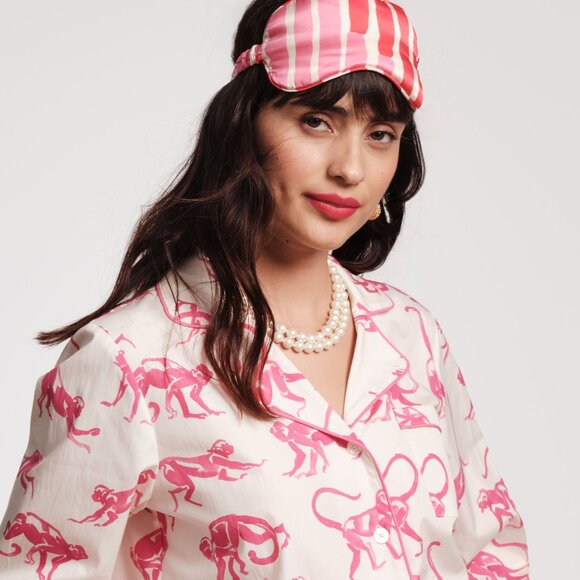 Satin Eye Mask Matchstick Stripe print NWT - Picture 2 of 3